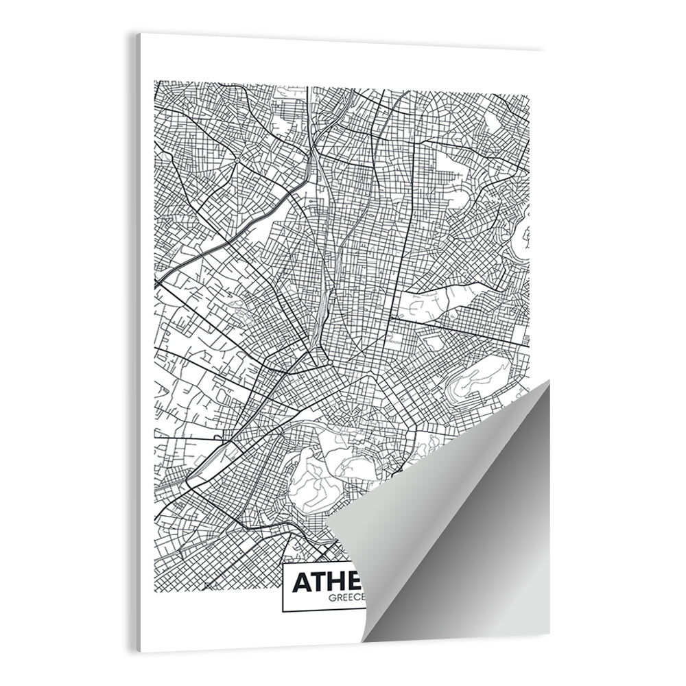 Athens City Map Wall Art