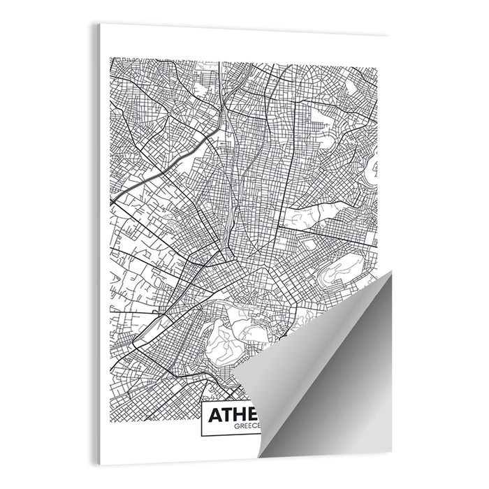 Athens City Map Wall Art as a poster print