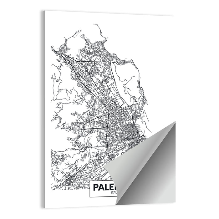 Palermo Minimalist City Map Wall Art as a poster print
