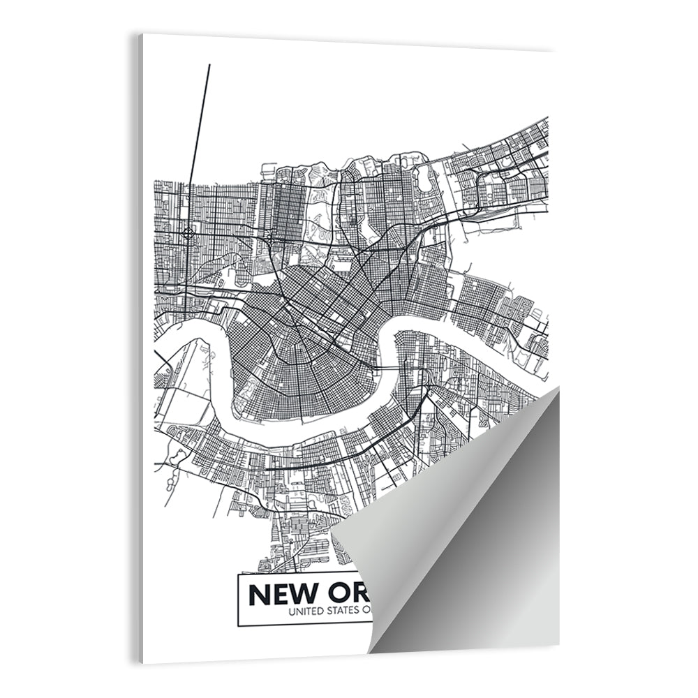 New Orleans Minimalist City Map Wall Art