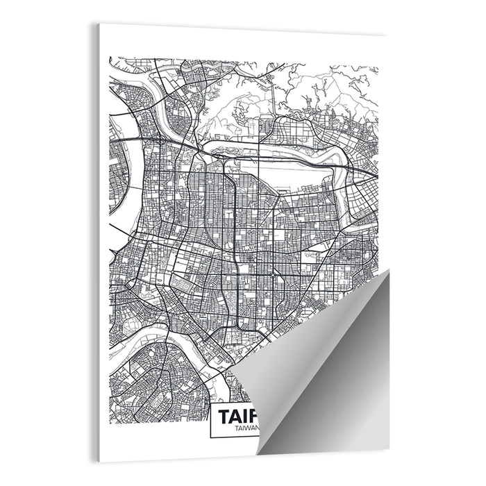 Taipei Street Grid Map Wall Art as a poster print