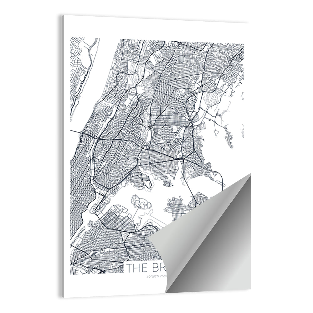 Bronx Black and White Map Wall Art