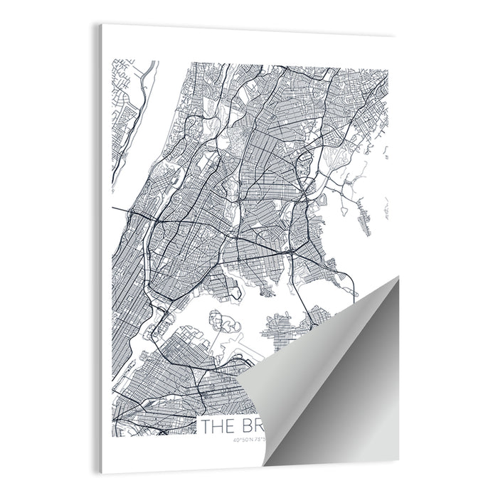 Bronx Black and White Map Wall Art as a poster print