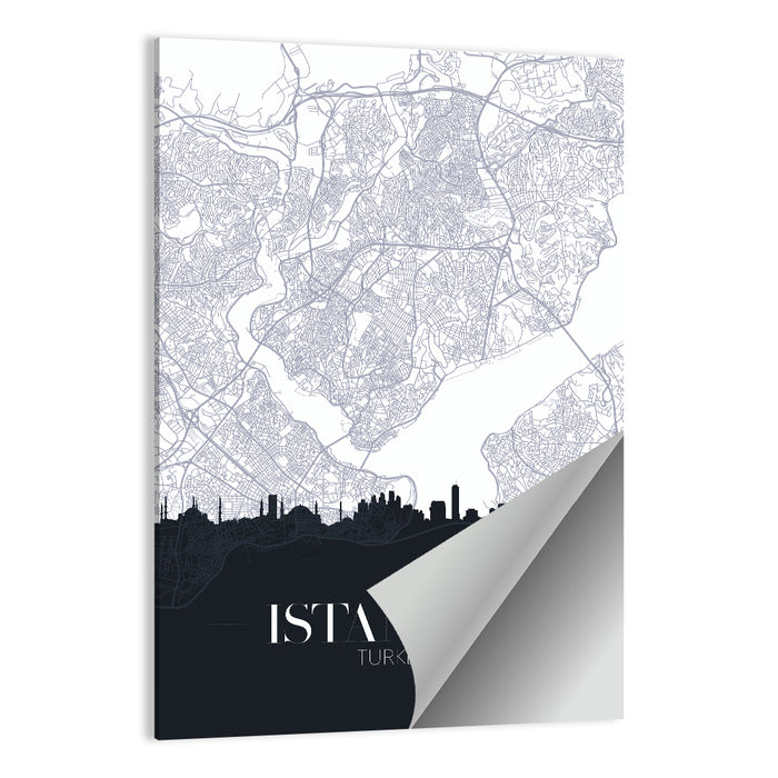 Istanbul Map and Skyline Wall Art as a poster print