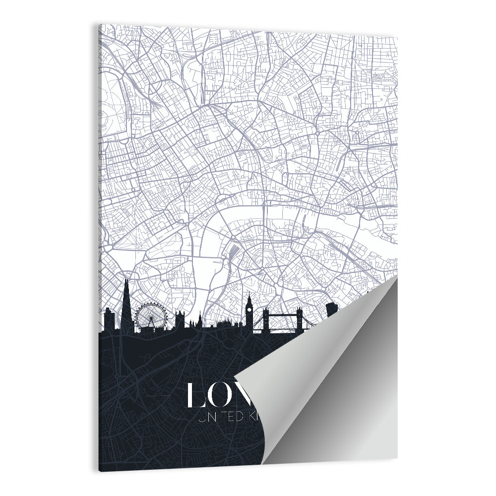 London Skyline Map Wall Art