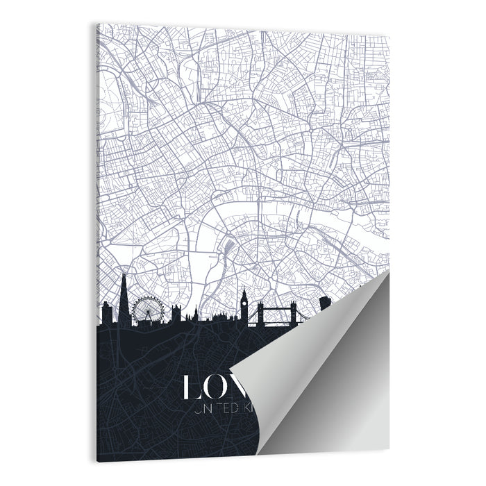 London Skyline Map Wall Art as a poster print