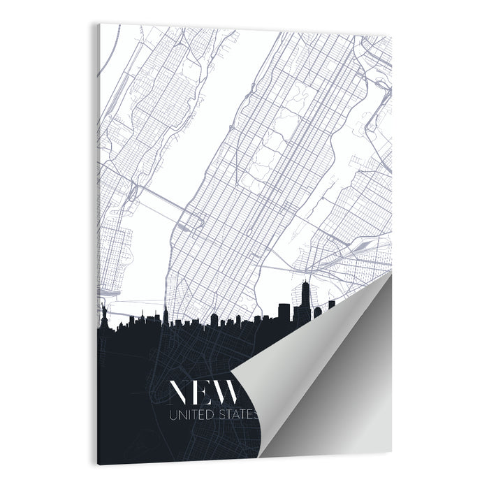 Manhattan Map with Skyline Wall Art as a poster print