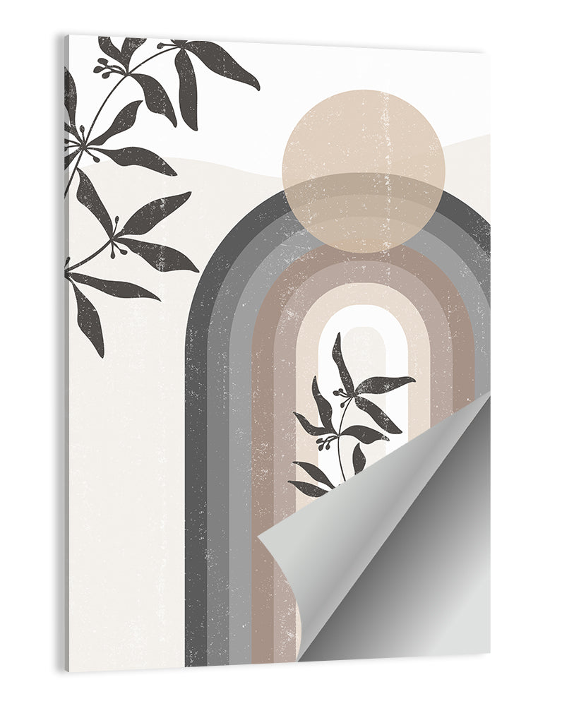 Taupe Rainbow Botanical Arch Wall Art