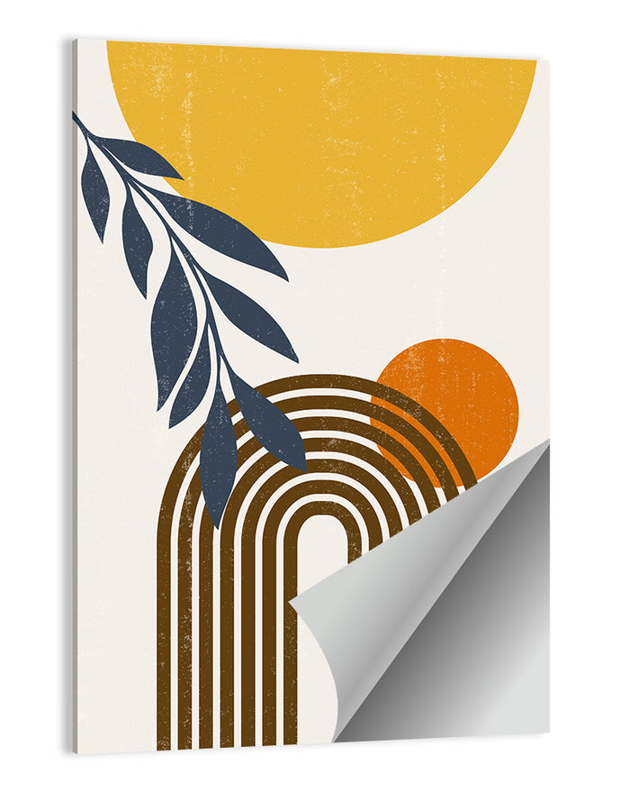 Boho Sun and Moon with Leaves Wall Art as a poster print