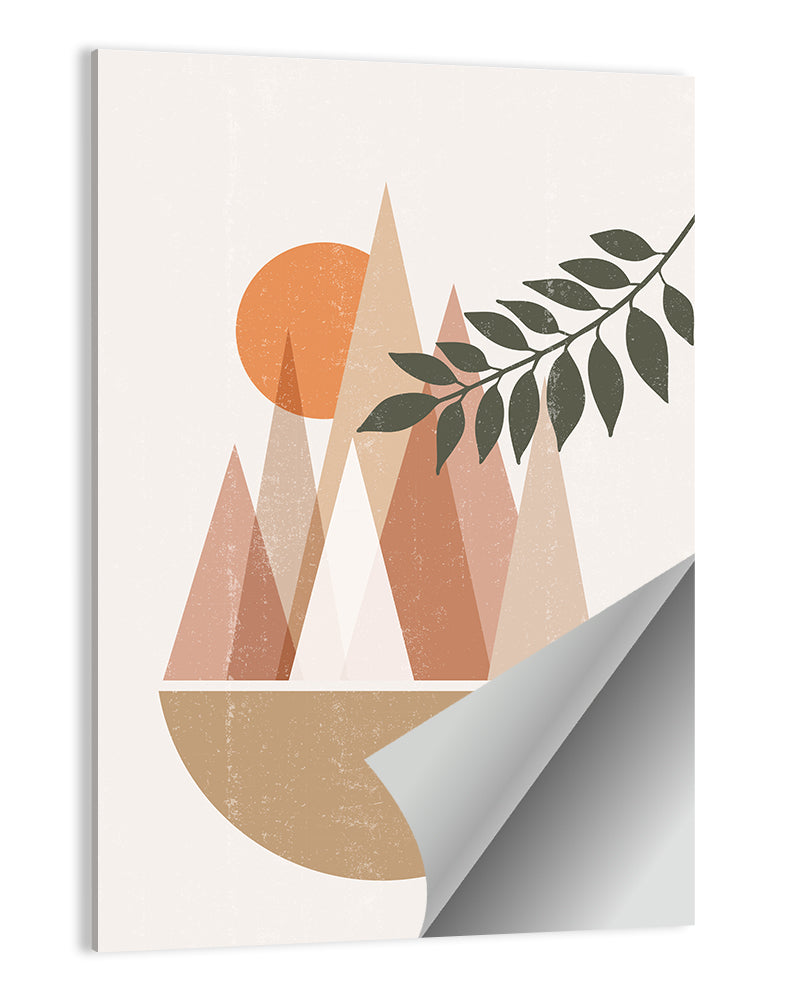 Geometric Mountain Sunset Wall Art