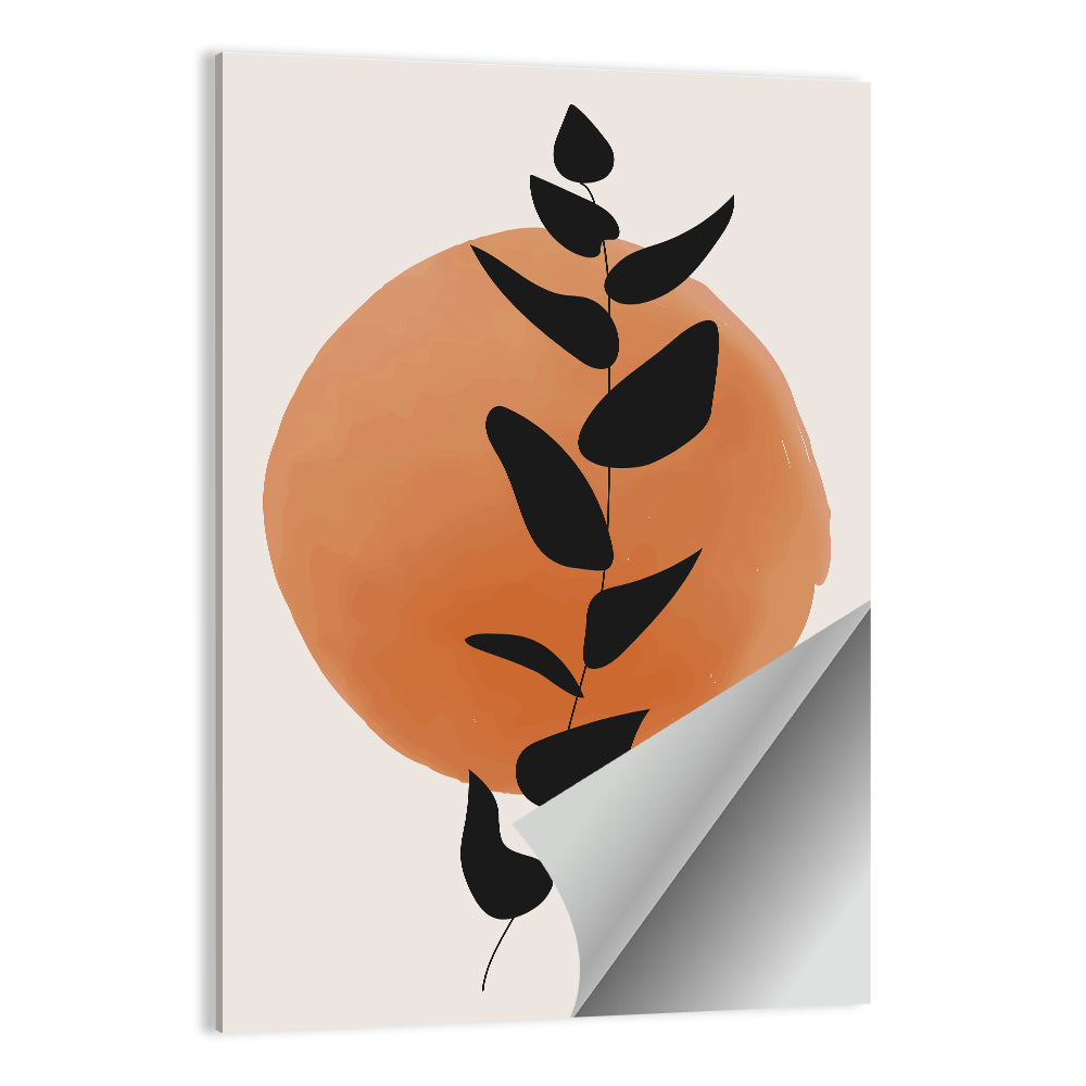 Leafy Branch with Terracotta Circle Wall Art