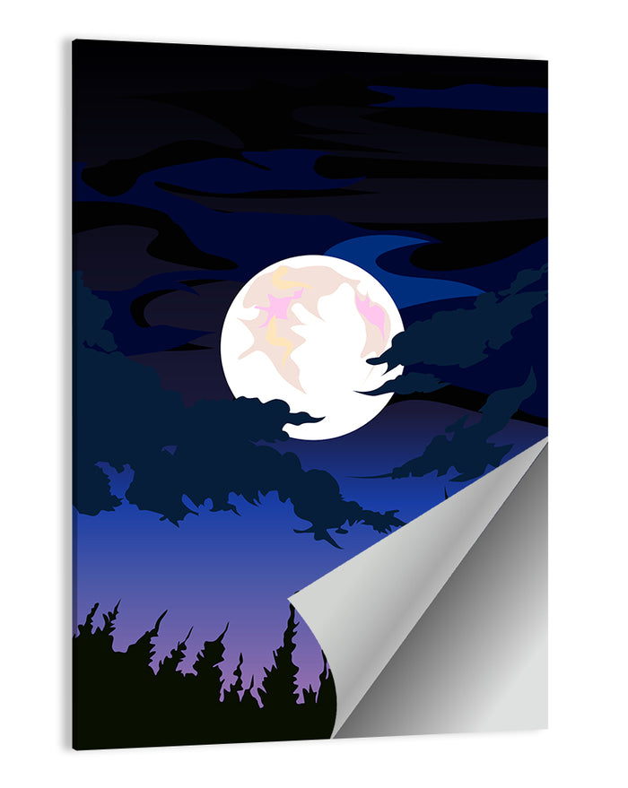 Dark Moon Over Forest Wall Art as a poster print