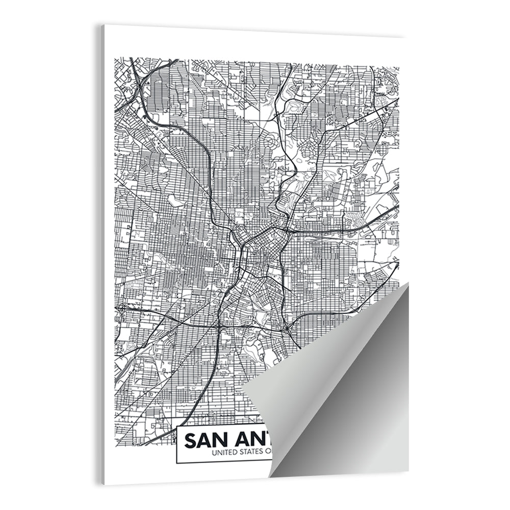 San Antonio Minimalist City Map Wall Art
