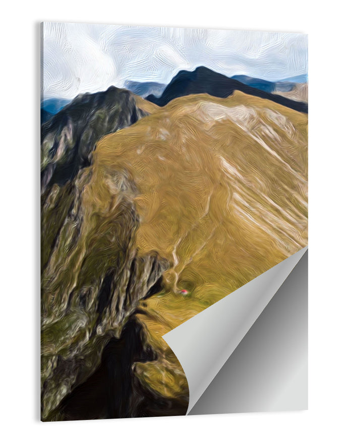 Aerial Mountain Slope with Red Cabin Wall Art as a poster print