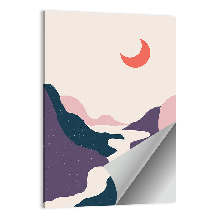 Crescent Moon Over Mountain Stream Wall Art as a poster print