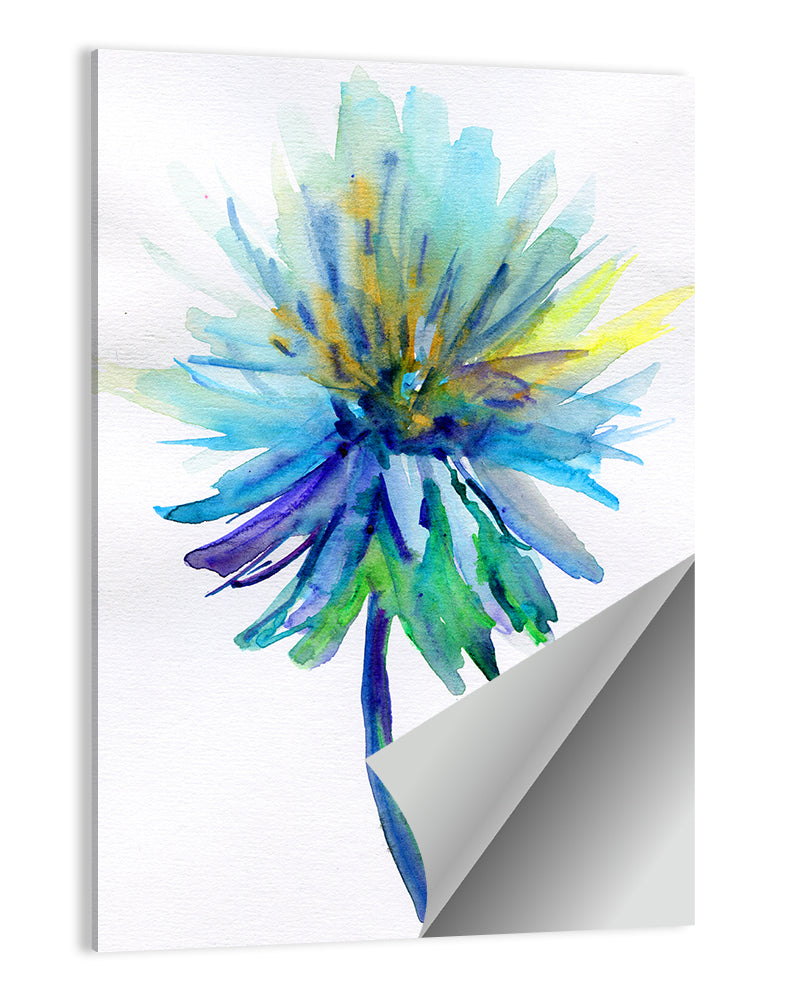 Ethereal Blue Watercolor Flower Wall Art