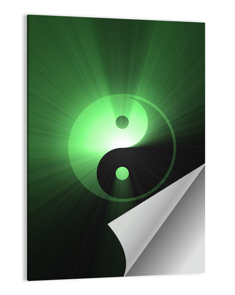 Green Glowing Yin Yang Wall Art