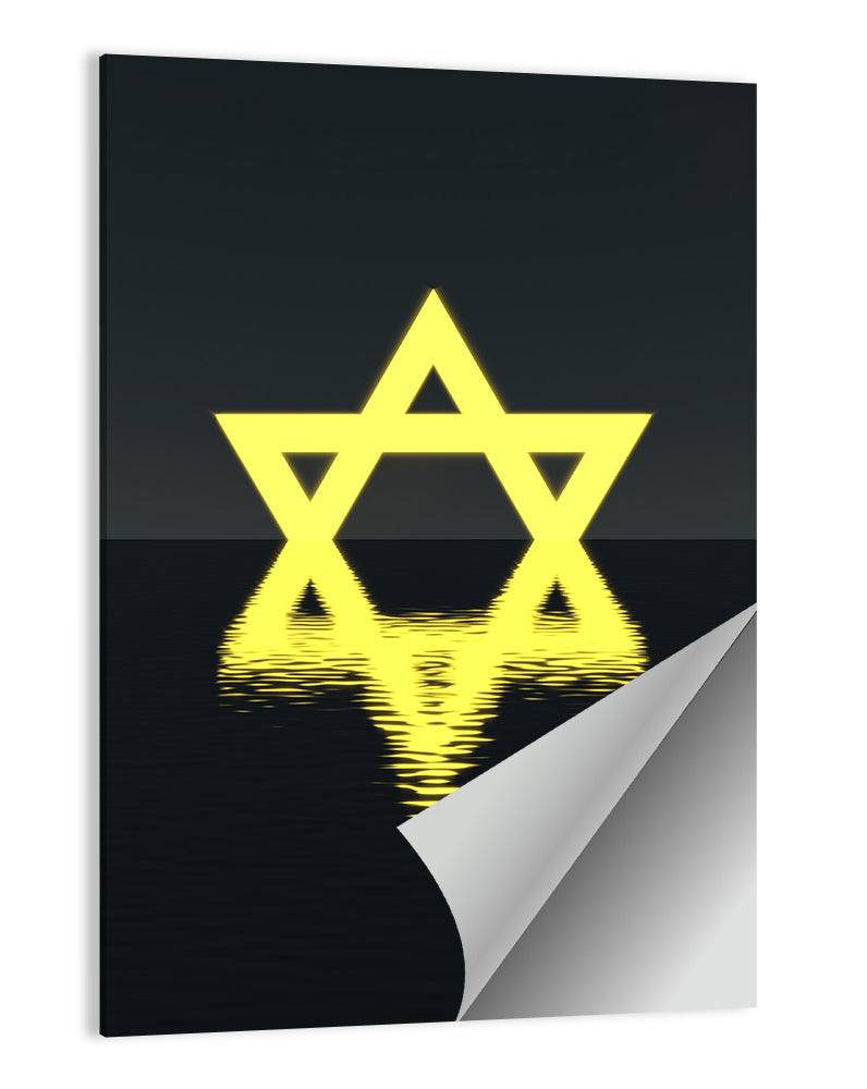 Glowing Star of David Reflection Wall Art