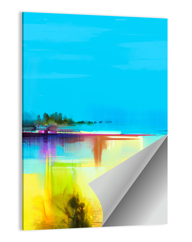 Sunlit Abstract Coastline in Spring Colors Wall Art
