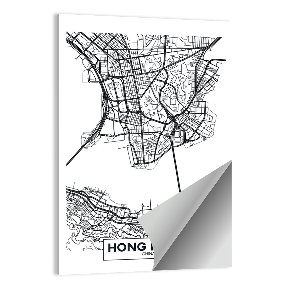 Hong Kong City Map Wall Art