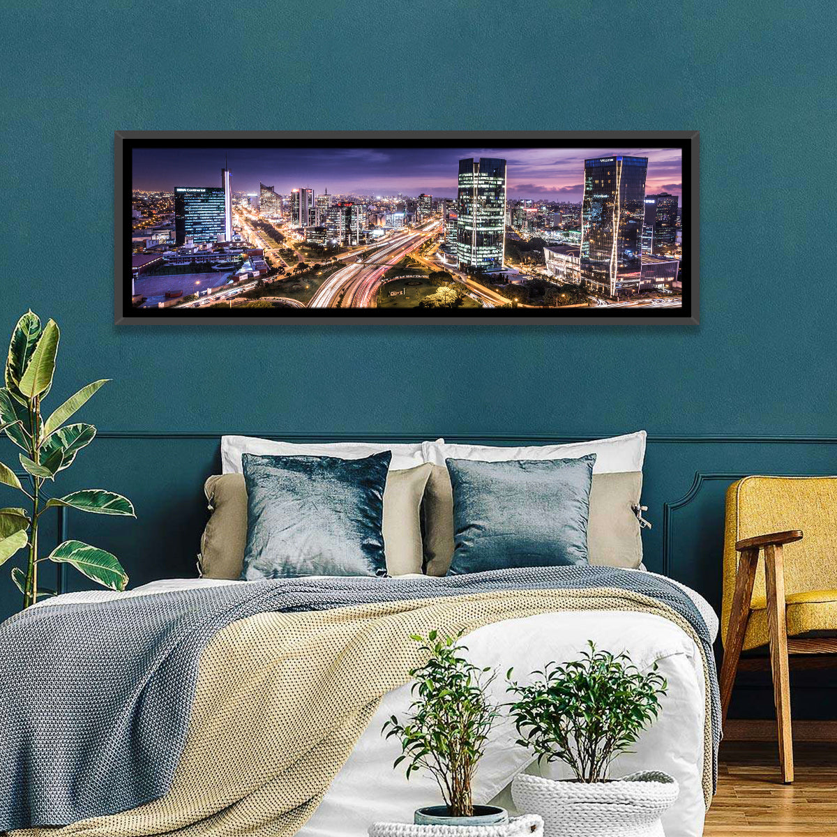 Lima Night Skyline Wall Art