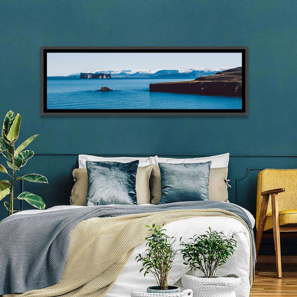 Calm Blue Lake with Coastal Cliffs Wall Art