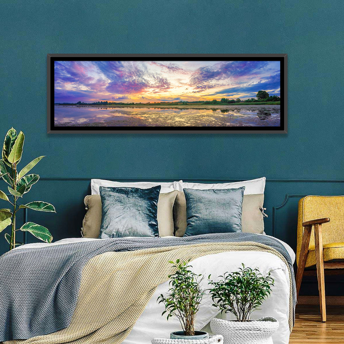Golden Sunrise Over Lake Wall Art