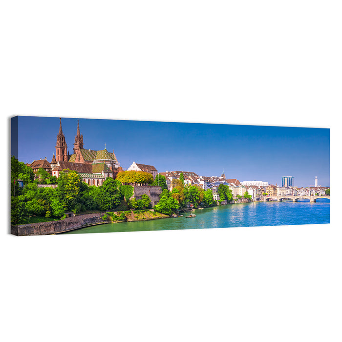 Basel Old City Riverside Wall Art as a canvas print