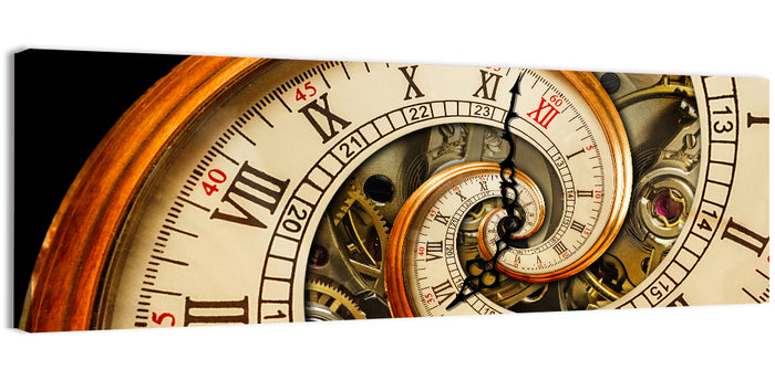 Antique Spiral Clock Face Wall Art as a canvas print