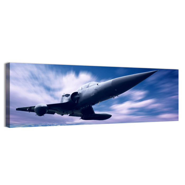 Fighter Jet Ascending Over Clouds Wall Art as a canvas print