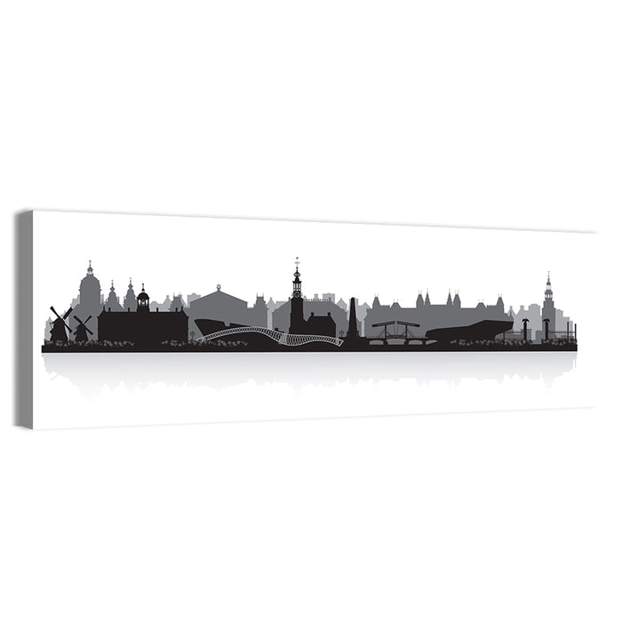 Amsterdam Skyline Silhouette Wall Art as a canvas print
