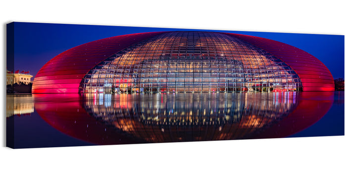 Ncpa Beijing Night Reflection Wall Art as a canvas print
