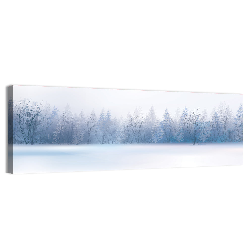 Misty Winter Forest Illustration Wall Art, canvas print, panoramic
