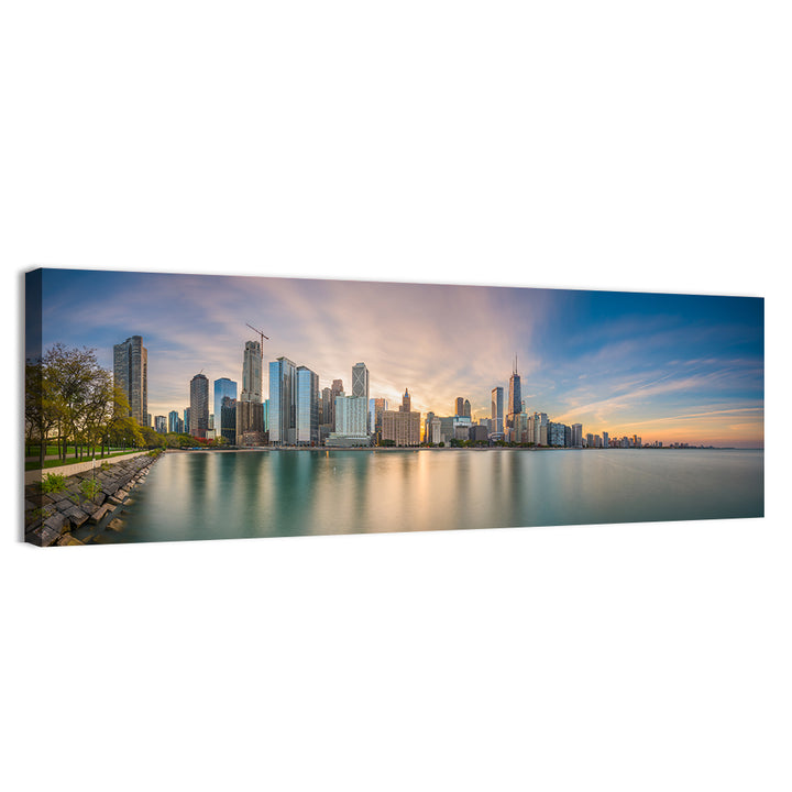 Chicago Skyline at Golden Hour Wall Art