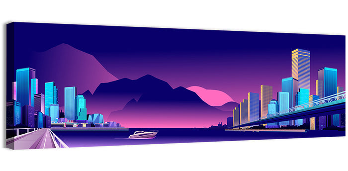 Purple Harbor Skyline Wall Art as a canvas print