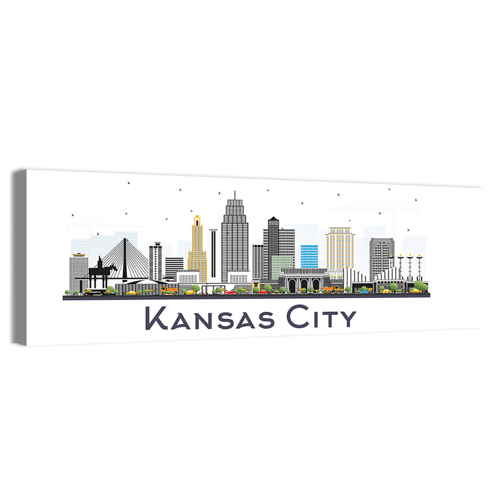 Kansas City Skyline Wall Art, canvas print, panoramic