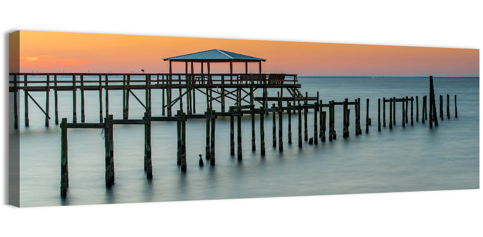 Fairhope Pier at Sunset Wall Art, canvas print, panoramic