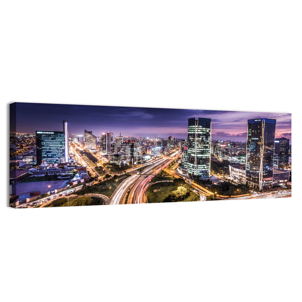Lima Night Skyline Wall Art, canvas print, panoramic
