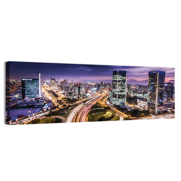 Lima Night Skyline Wall Art as a canvas print