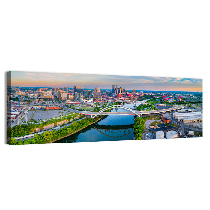 Nashville Skyline at Golden Hour Wall Art as a canvas print