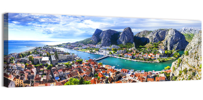 Omiš Cetina River Mouth Canyon View Wall Art as a canvas print