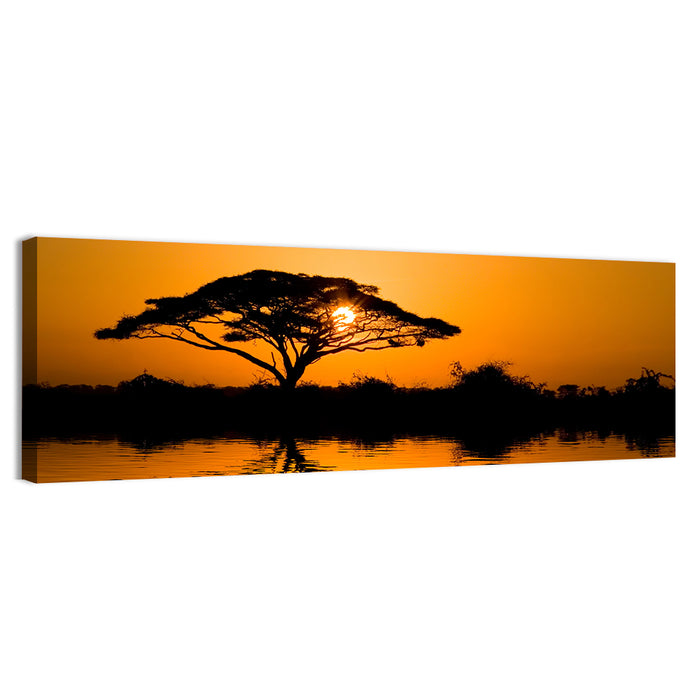 Acacia Tree at Sunrise Wall Art as a canvas print