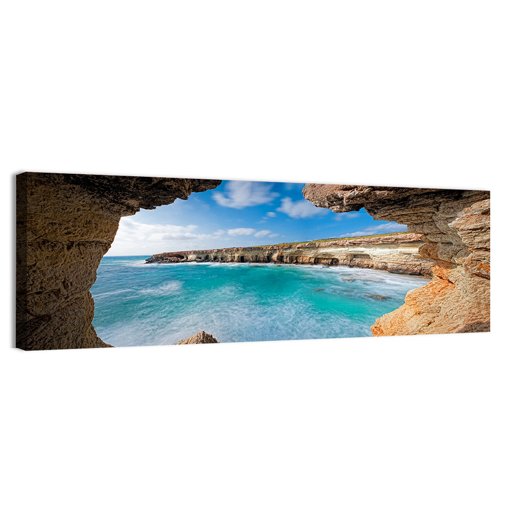 Cape Greko Sea Cave View Wall Art, canvas print, panoramic