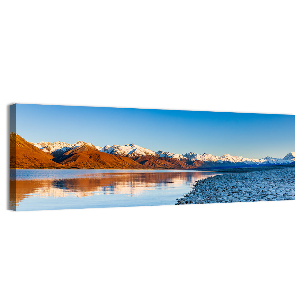 Lake Pukaki Sunset Reflection Wall Art, canvas print, panoramic