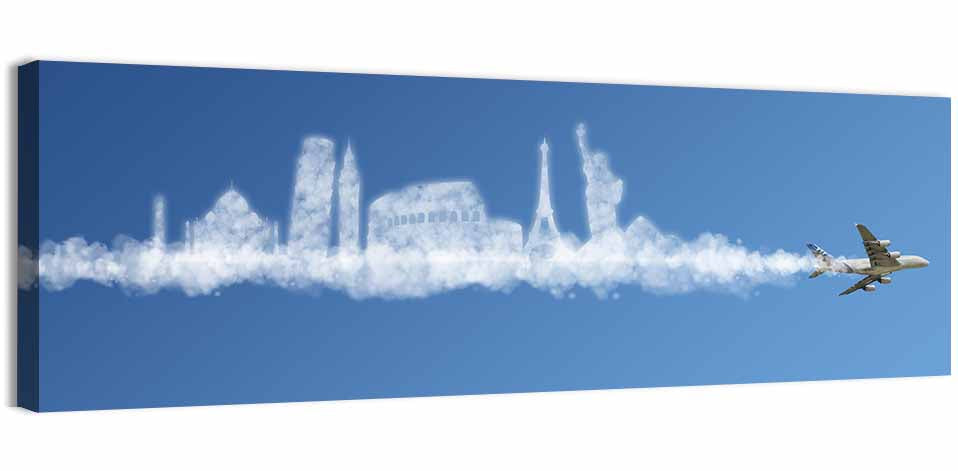 World Tour Cloud Skyline Wall Art, canvas print, panoramic