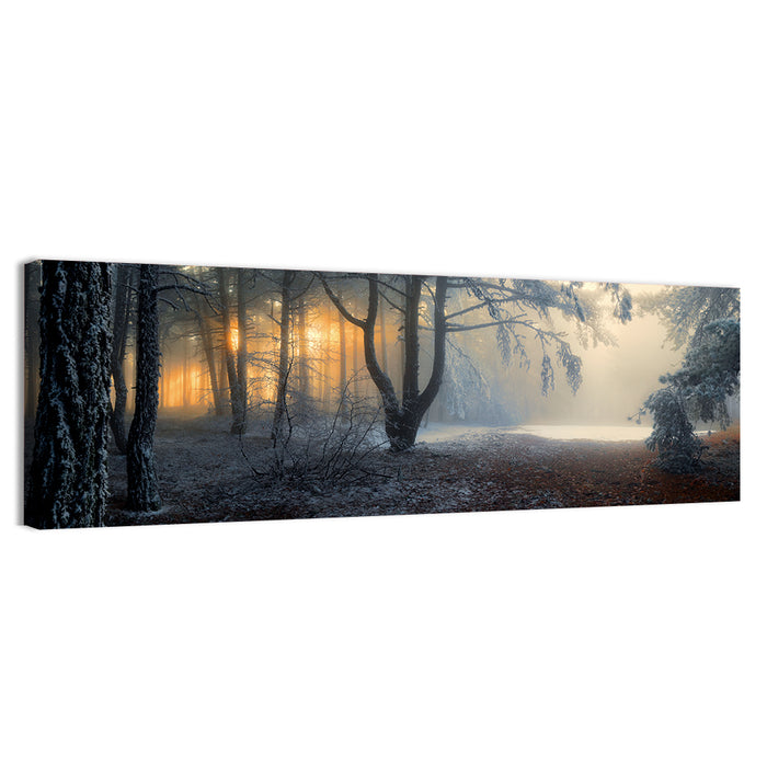 Frosted Forest Morning Light Wall Art as a canvas print