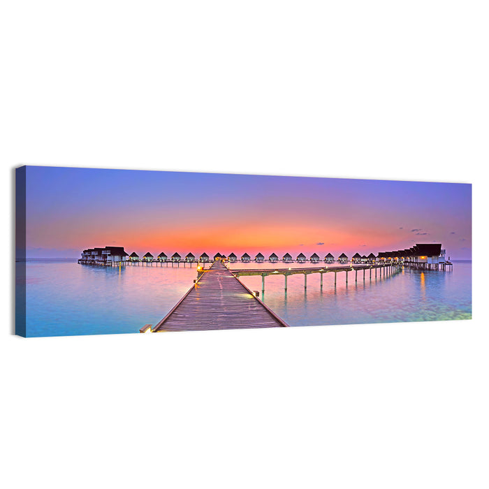 Maldives Boardwalk at Sunset Wall Art as a canvas print