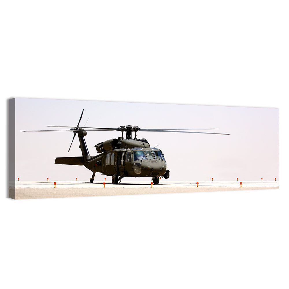 Side Profile Military Helicopter Wall Art, canvas print, panoramic