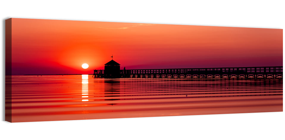 Wooden Pier at Sunset Wall Art, canvas print, panoramic