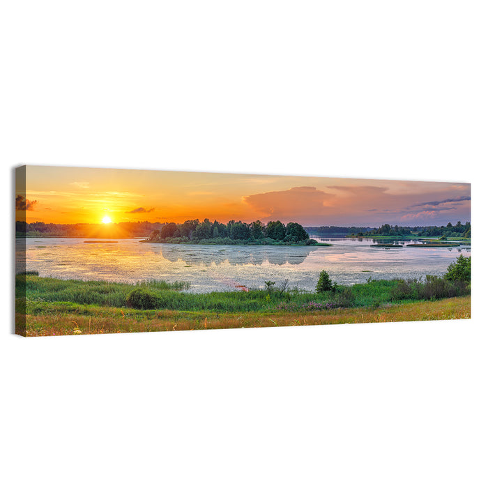 Sunset Over Lake Wall Art as a canvas print